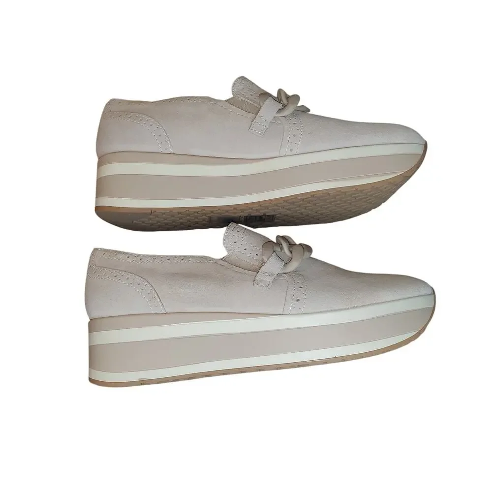 Dolce Vita Jhenee Platform Loafer Sneaker Beige Suede Leather Size 11 NEW READ